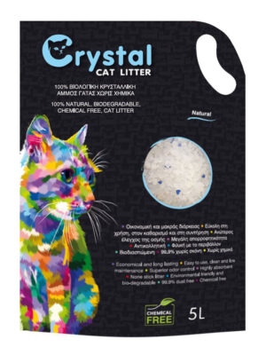 ΑΜΜΟΣ ΣΙΛΙΚΟΝΗΣ ΒΙΟΛΟΓΙΚΗ ΚΡΥΣΤΑΛΛΙΚΗ CRYSTAL CAT LITTER NATURAL 5L