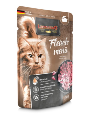 ΥΓΡΗ ΤΡΟΦΗ ΓΑΤΑΣ LEONARDO POUCH MEAT MENU 85g