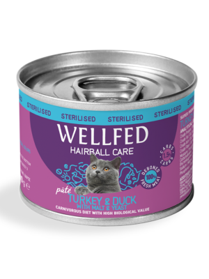 ΚΟΝΣΕΡΒΑ ΓΑΤΑΣ WELLFED 1430 STERILISED-HAIRBALL PATE TURKEY-DUCK 200g