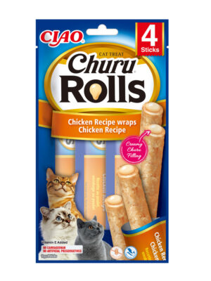 ΛΙΧΟΥΔΙΑ ΓΑΤΑΣ INABA IN733 CHURU ROLLS CAT TREAT CHICKEN 4STICKS-4Ogr