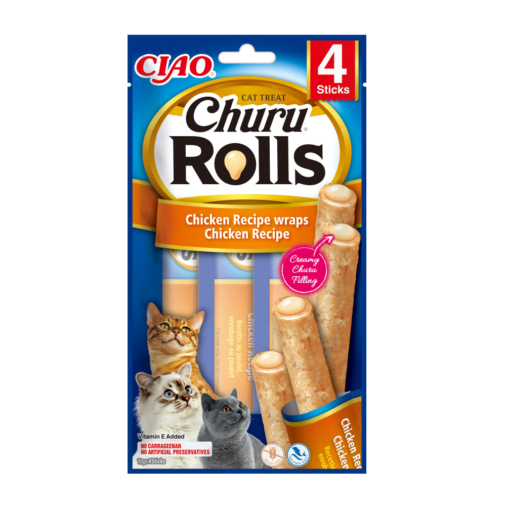 INABA CHURU ROLLS CAT TREAT CHICKEN 4STICKS-4Ogr
