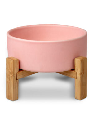 ΚΕΡΑΜΙΚΟ ΜΠΟΛ ΣΚΥΛΟΥ ΜΕ ΒΑΣΗ ΒΑΜΒΟΟ GLEE 85723 LUXURY Μ 16x6cm 800ml ΡΟΖ