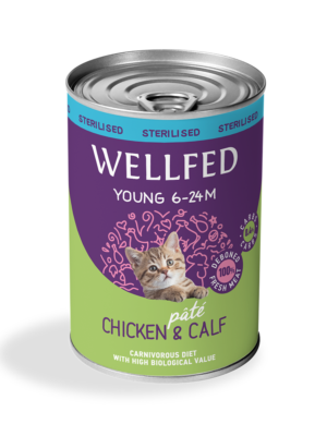 ΚΟΝΣΕΡΒΑ ΓΑΤΑΣ WELLFED 14724 YOUNG-STERIL PATE CHICKEN-CALF 400g