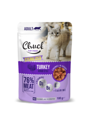 ΥΓΡΗ ΤΡΟΦΗ ΓΑΤΑΣ CHUCK TURKEY STERLISED 100g