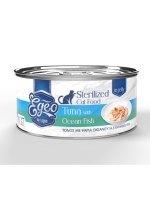 ΚΟΝΣΕΡΒΑ ΓΑΤΑΣ EGEO PET FOOD EG037 STERILIZED ΤΟΝΟΣ ΜΕ ΨΑΡΙΑ ΩΚΕΑΝΟΥ JELLY 85g
