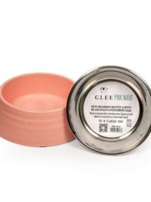 ΜΠΟΛ ΣΚΥΛΟΥ ΜΕΛΑΜΙΝΗΣ ΜΕ ΑΝΟΞΕΙΔΩΤΟ ΑΠΟΣΠΩΜΕΝΟ ΚΑΔΟ GLEE 85122 PINK WAVE S 14x13x4.5cm 160ml