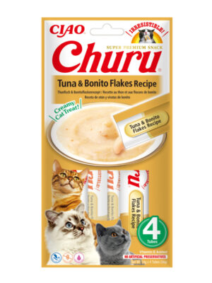 ΛΙΧΟΥΔΙΑ ΓΑΤΑΣ INABA IN117 CHURU CAT TUNA&BONITO FLAKES 4x14g