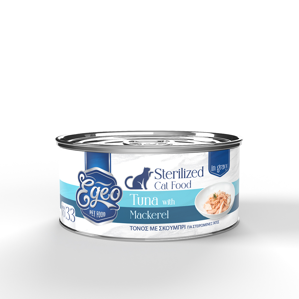 EGEO PET FOOD EG033 ΤΟΝΟΣ ΜΕ ΣΚΟΥΜΠΡΙ ΓΙΑ ΣΤΕΙΡΩΜΕΝΕΣ ΓΑΤΕΣ 85g