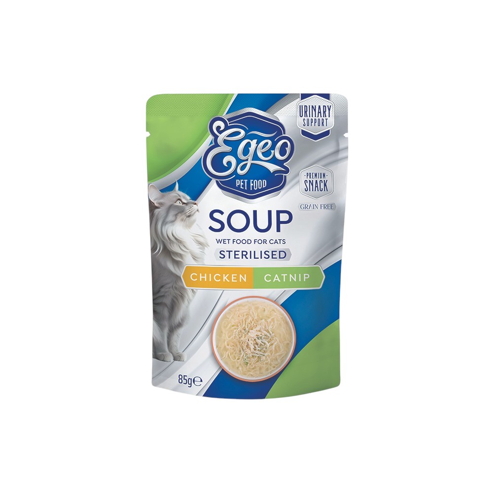 EG513 EGEO CAT SOUP STERILIZED CHICKEN-CATNIP 85gr