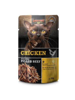 ΥΓΡΗ ΤΡΟΦΗ ΓΑΤΑΣ LEONARDO CHICKEN&PULLED BEEF 70g