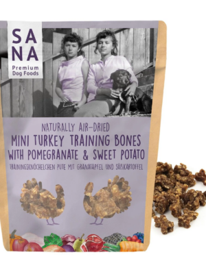 ΛΙΧΟΥΔΙΑ ΣΚΥΛΟΥ SANA DOG 17650 MINI TURKEY TRAINING BONES WITH POMEGRANATE &SWEET POTATO 100g