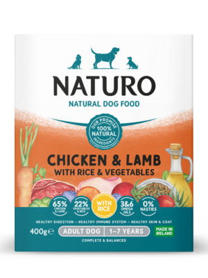 ΜΑΓΕΙΡΕΥΤΗ ΤΡΟΦΗ ΣΚΥΛΟΥ NATURO TRAY NA-4308 ADULT DOG GF CHICKEN/LAMB 400g