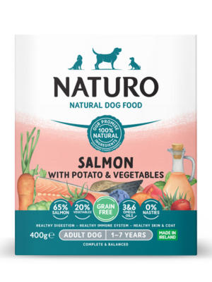 ΜΑΓΕΙΡΕΥΤΗ ΤΡΟΦΗ ΣΚΥΛΟΥ NATURO TRAY NA-4708 ADULT DOG GF SALMON 400g