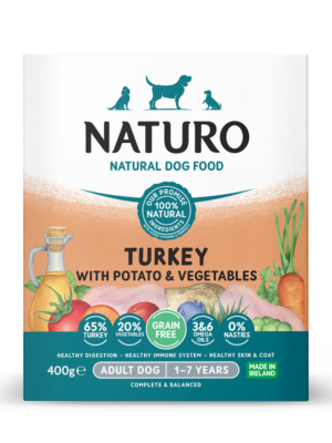 ΜΑΓΕΙΡΕΥΤΗ ΤΡΟΦΗ ΣΚΥΛΟΥ NATURO TRAY NA-8707 ADULT DOG GF TURKEY 400g
