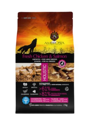 ΣΚΥΛΟΤΡΟΦΗ AMBROSIA GF PUPPY LARGE CHICKEN&SALMON 2kg