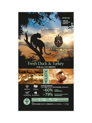ΓΑΤΟΤΡΟΦΗ AMBROSIA GF STERILISED CAT FRESH DUCK&TURKEY 1,5kg
